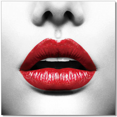 Red lips Wall Art in Red, White & Grey